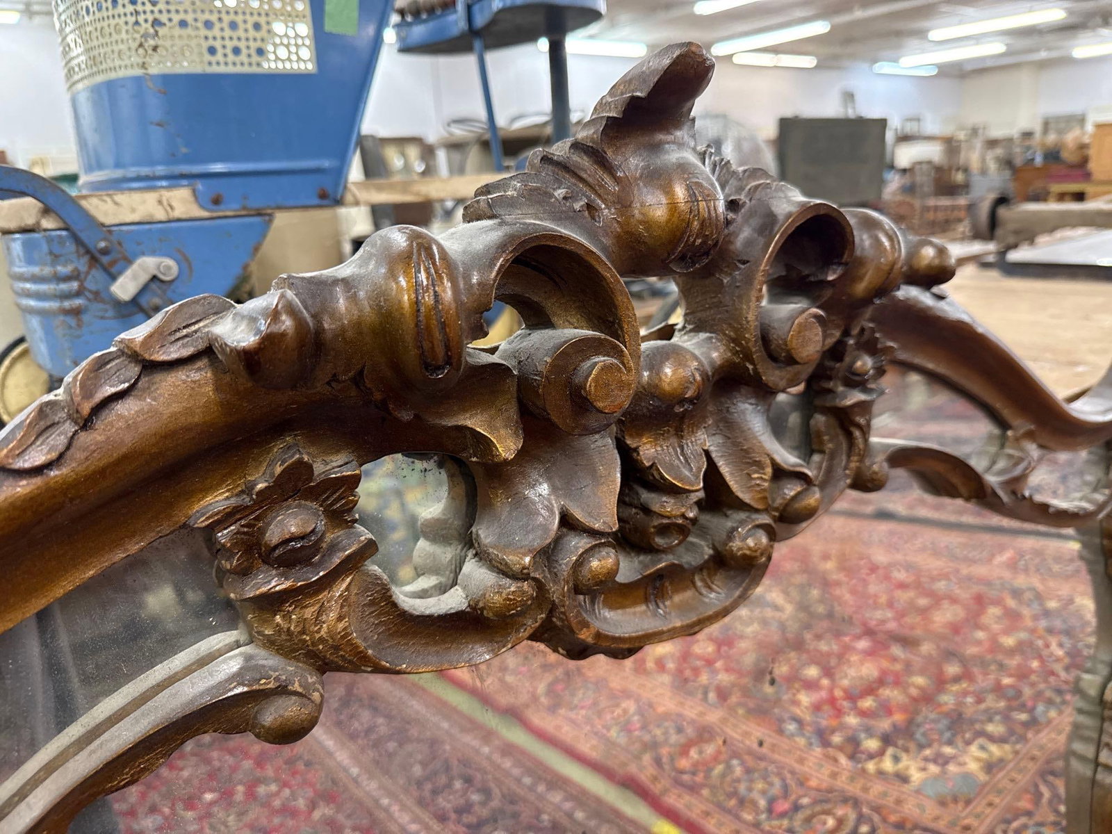 large carved wood frame mirror - 3