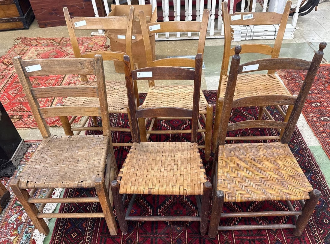 A lot of six chairs: Each About 35" x 18" x 14"