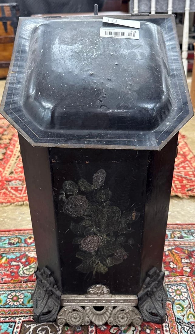 vintage metal coal bin: 24" x 12" x 10"