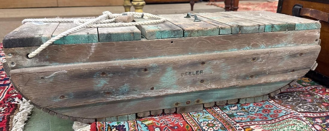 vintage wooden lobster trap: 9" x 29" x 11"