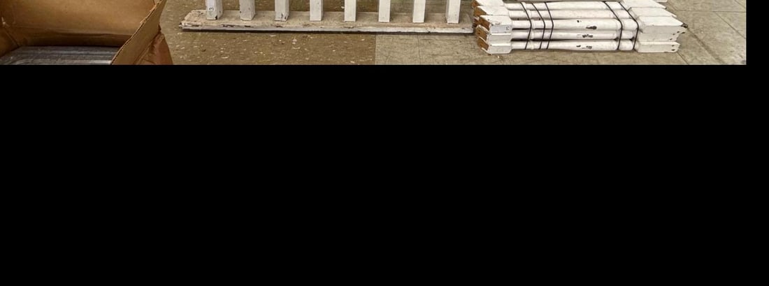 wooden white painted fencing: 30" x 98" and 30" x 42"
