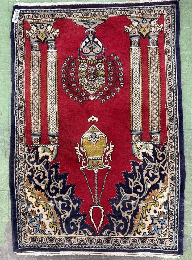 prayer rug - 2'9" X 4'1": Wool on cotton prayer rug. 41 by 29.