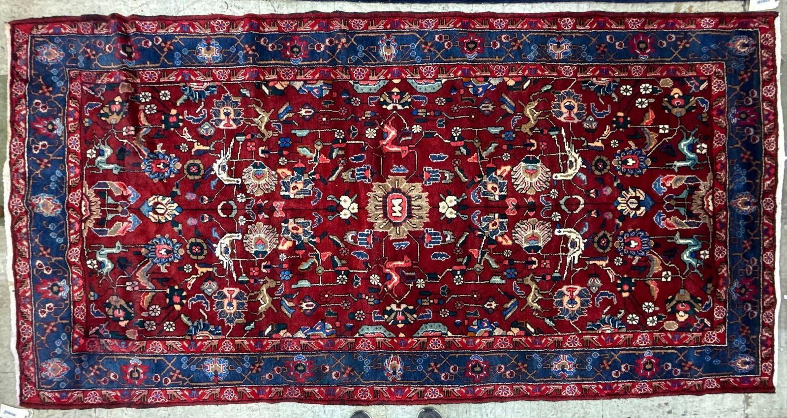 room size rug - 5'3" X 10'6": Wool on cotton, made in Iran, . Hamadan.