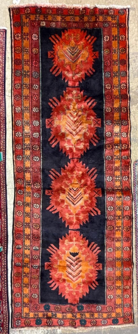 Area rug - 3'11" X 11': Wool on cotton made in Iran, . Meshkin.