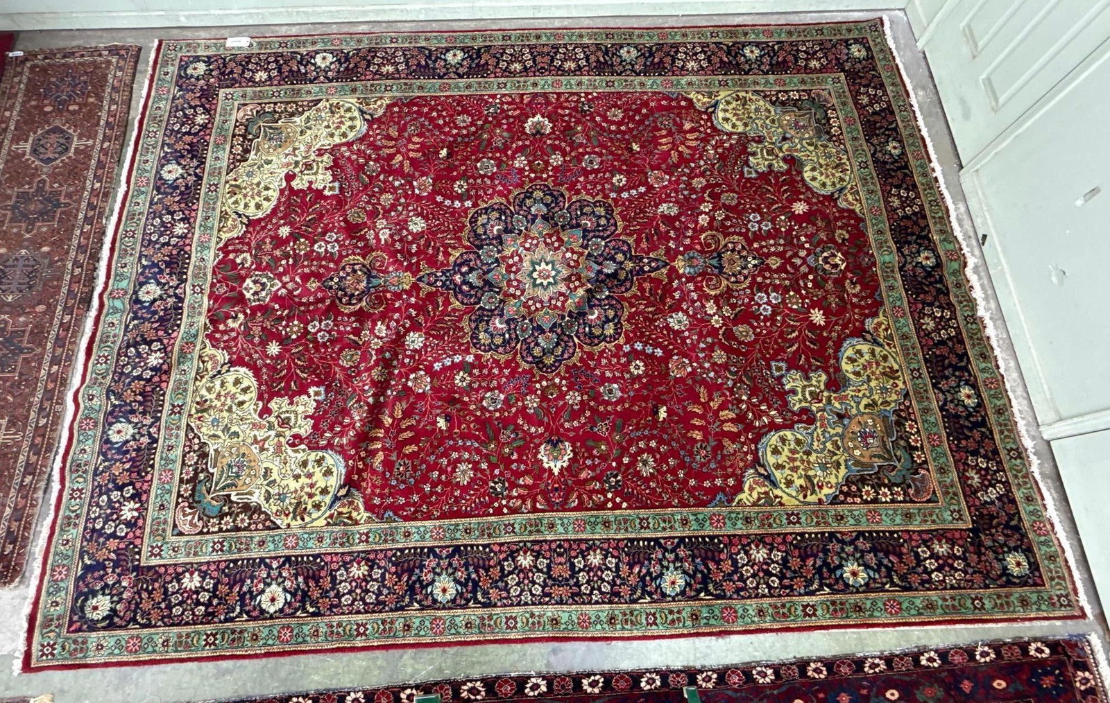 room size rug - 9'10" X 13": Wool on cotton, made in Iran. TABRIZ