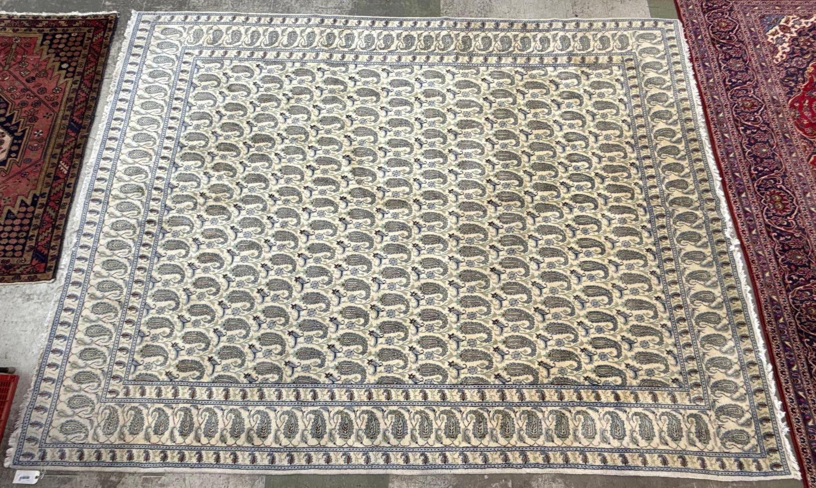 room size rug - 9'10" x 12'10": Wool on cotton made in Iran. KASHAN, Herati pattern