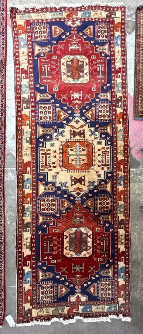 Area rug - 4' x 11'4": Wool on cotton, made in Iran.