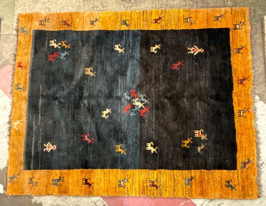 Area rug - 4'9" x 6'3": Wool on wool made in Iran. GABBEH
