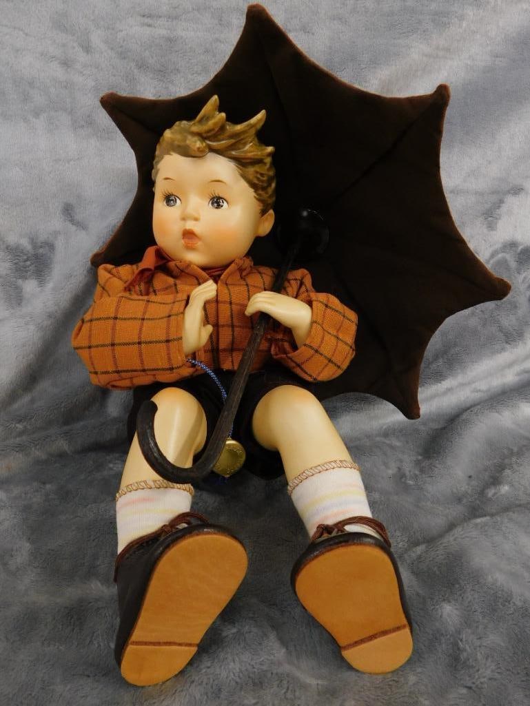 Goebel - M.I. Hummel - "Umbrella Boy" Doll - 9.5" x 10" x 11" - 7