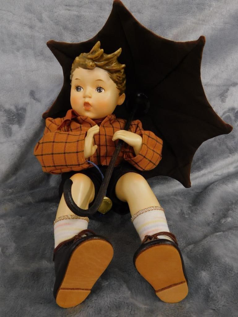 Goebel - M.I. Hummel - "Umbrella Boy" Doll - 9.5" x 10" x 11" - 8