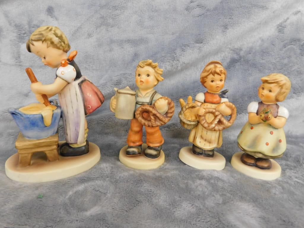 Goebel - M.I. Hummel - 4 Pieces - #1355 Pretzel Girl" - 425 "Baking Day - 17