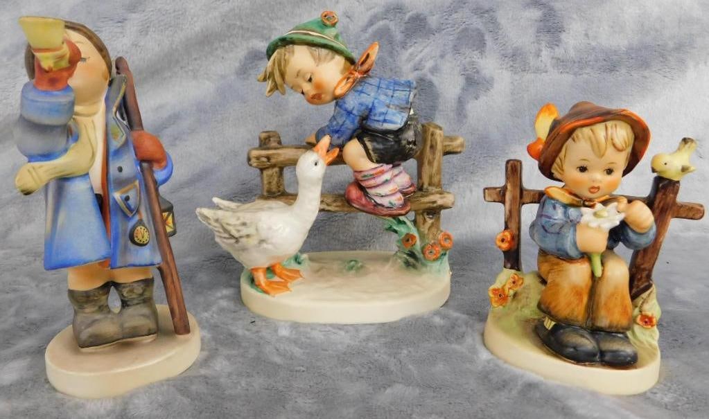 Goebel - M.I. Hummel - 3 Pieces - #195 "Barnyard Hero" - #15 "Hear Ye Hear Ye": #174 " She Loves Me - Loves Me Not" - No Boxes See Photos For Description and Condition