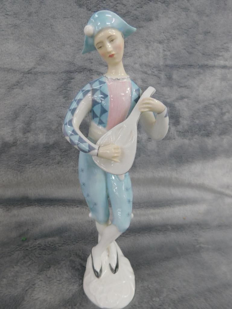 Pair of Royal Doulton Porcelain Figures - "Columbine" and "Harlequin" - Each 7.25" Tall - 5