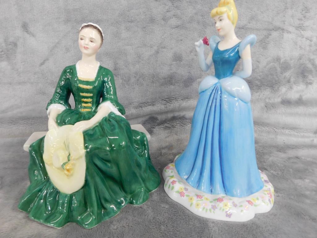Pair of Royal Doulton Lady Figures - "Lady From Williamsburg" - "Cinderella" - 8