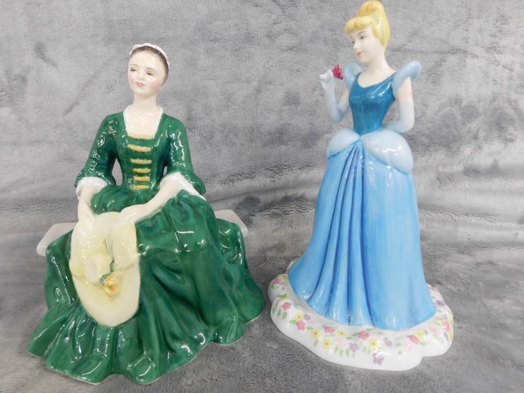 Pair of Royal Doulton Lady Figures - "Lady From Williamsburg" - "Cinderella" - 9