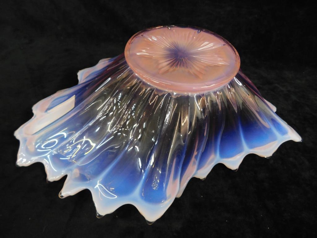 Opalescent Pink Murano Glass Bowl - 4.75" x 14" x 10" - 3
