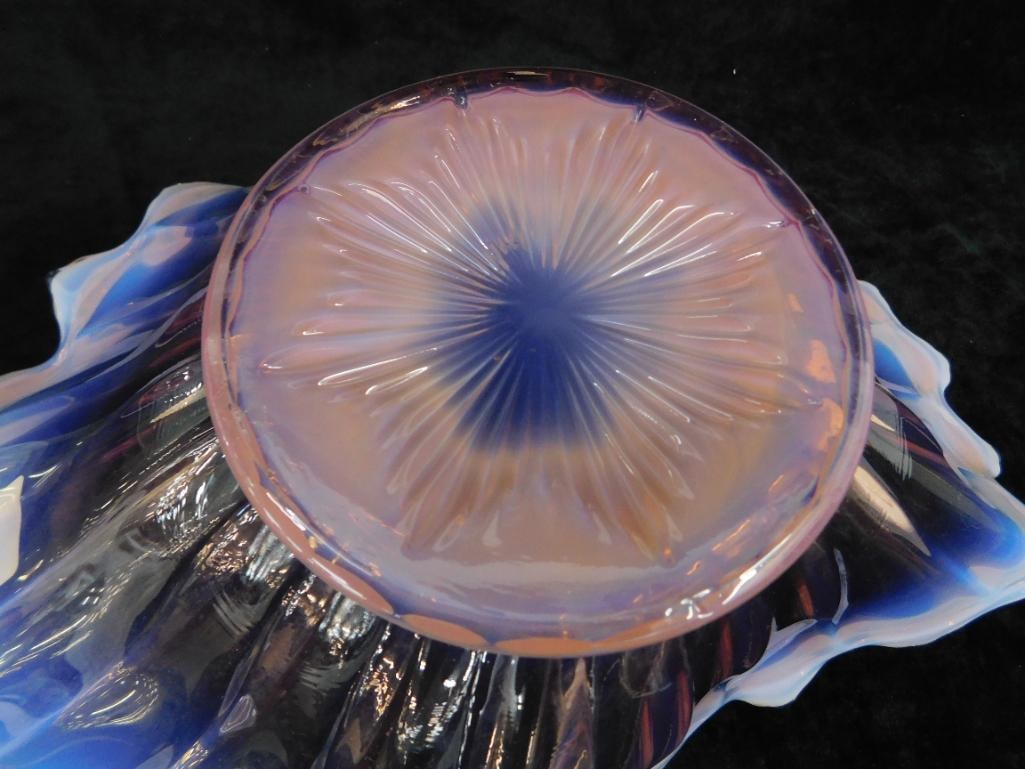 Opalescent Pink Murano Glass Bowl - 4.75" x 14" x 10" - 4