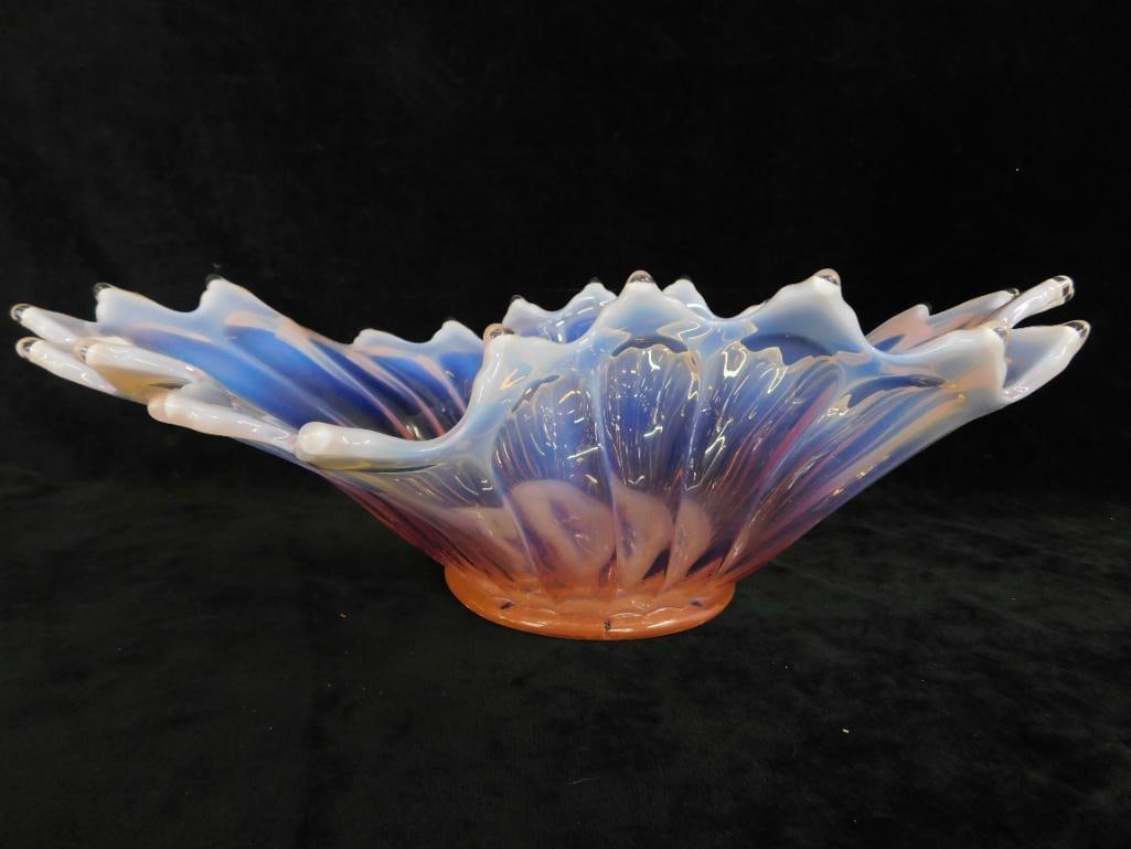 Opalescent Pink Murano Glass Bowl - 4.75" x 14" x 10" - 5