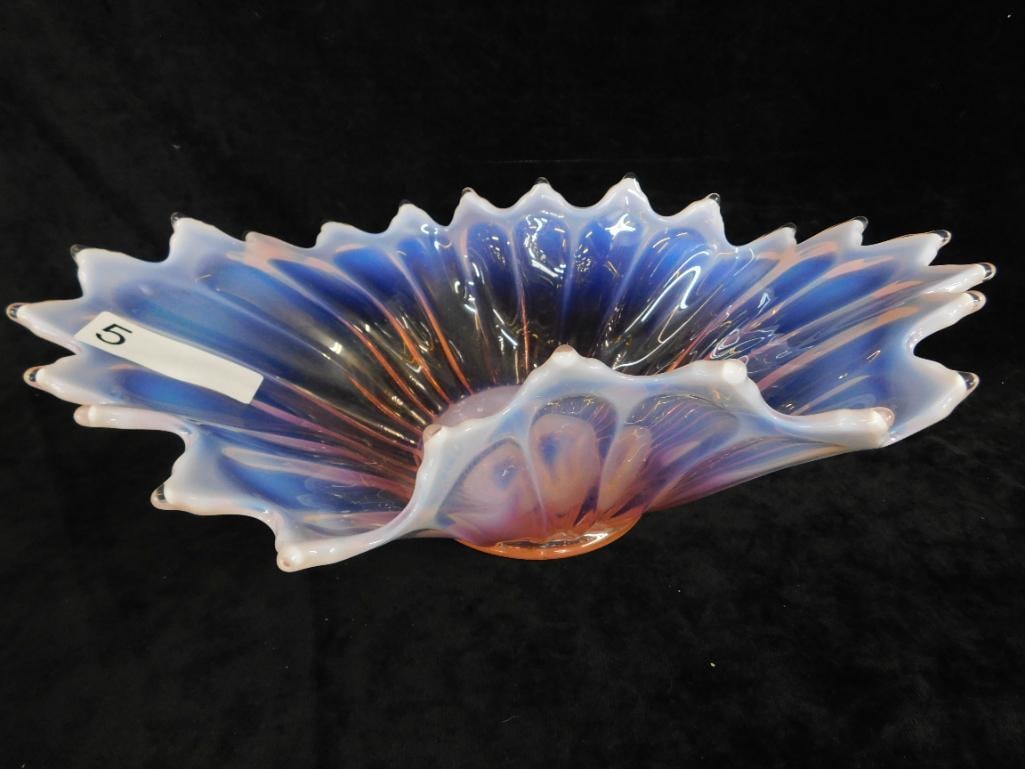Opalescent Pink Murano Glass Bowl - 4.75" x 14" x 10" - 7