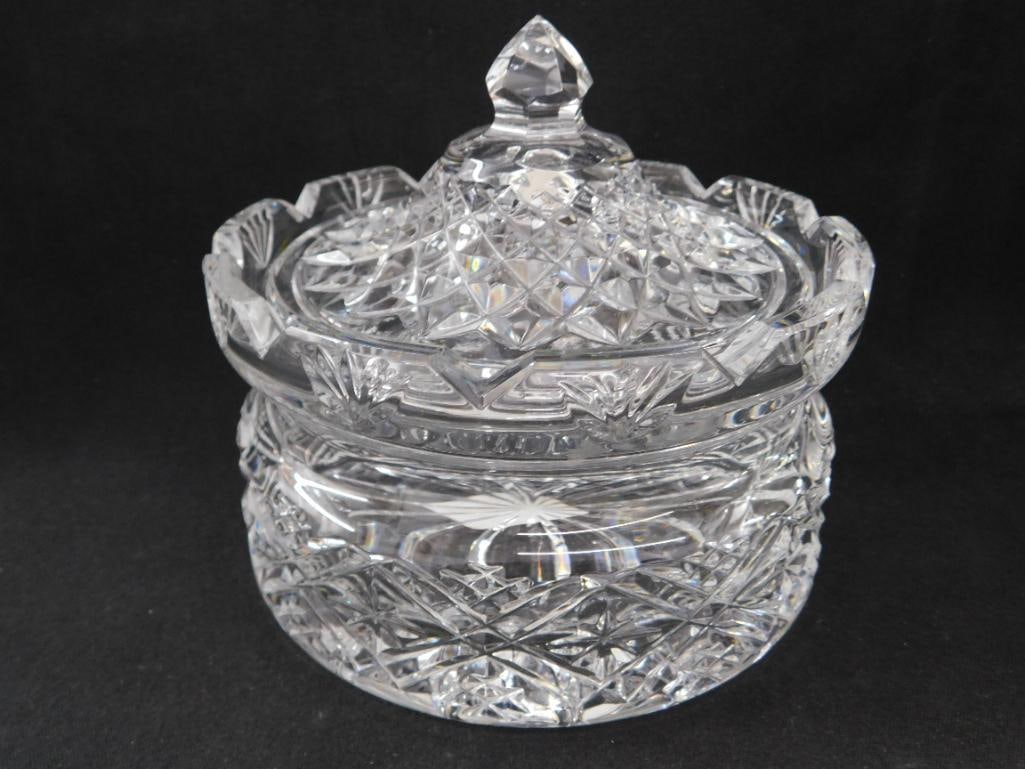 Waterford Crystal - Lidded Candy Dish 5" x 5.5" - 2 Footed Bowls 3.25" x 4" - 2