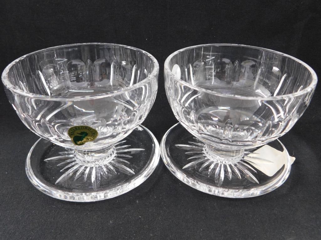 Waterford Crystal - Lidded Candy Dish 5" x 5.5" - 2 Footed Bowls 3.25" x 4" - 9
