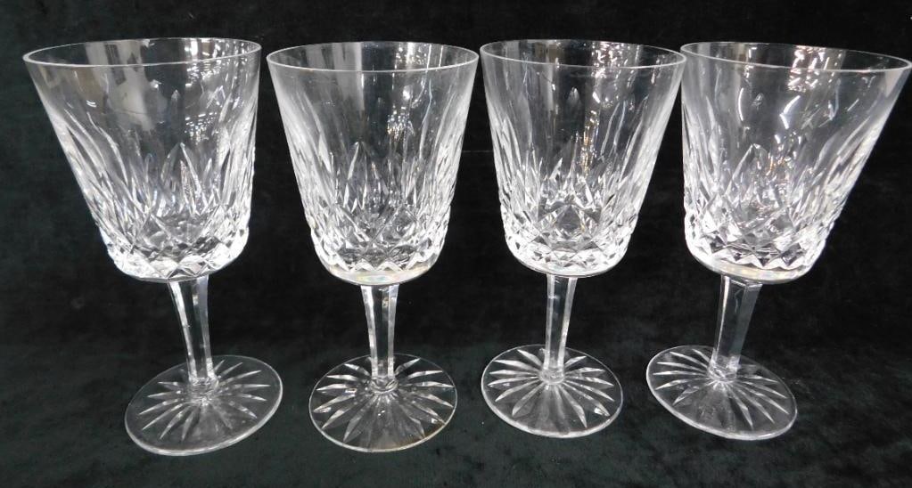 Waterford Crystal - 4-6 7/8" Water Goblets - Lismore Pattern: See Photos For Description and Condition