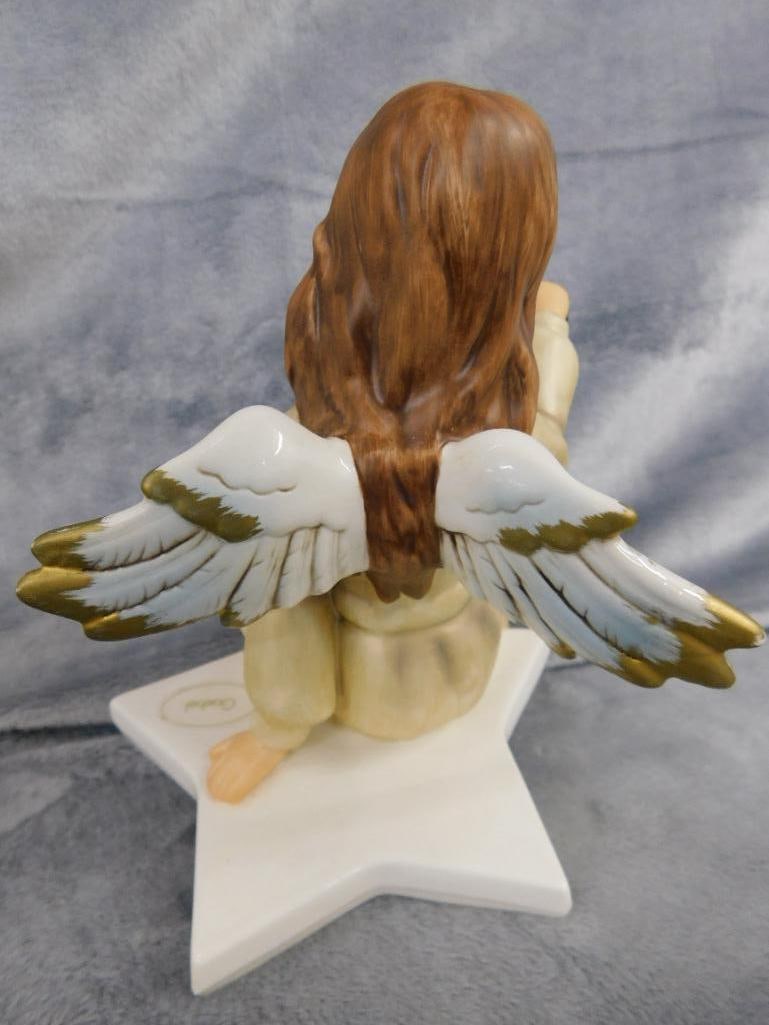 Pair of Goebel Angel Porcelain Figures - Shelf Sitter on Star - Figure on Cloud - 10