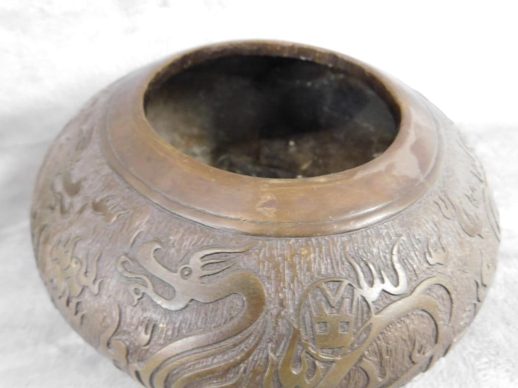 Chinese Bronze 2 Piece Vase - Signed - 9" x 7" - #2 - 6