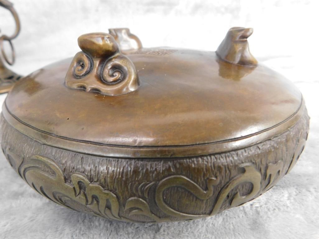 Chinese Bronze 2 Piece Vase - Signed - 9" x 7" - #2 - 7