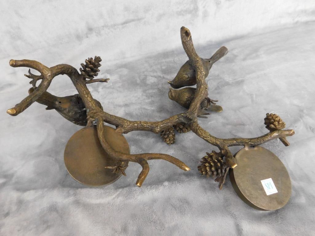 SPI Gallery - Chinese Bronze Candle Holder / Flower Frog Holder - 6.5" x 16" x 12" - 12