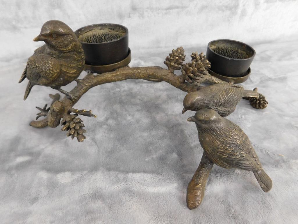 SPI Gallery - Chinese Bronze Candle Holder / Flower Frog Holder - 6.5" x 16" x 12" - 15