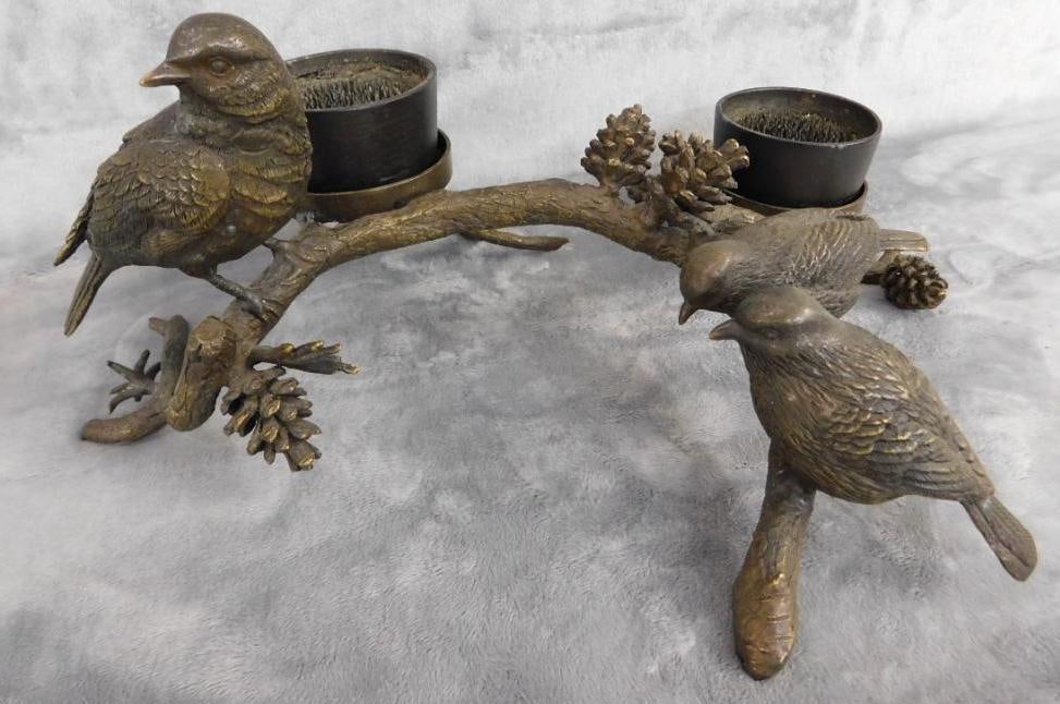 SPI Gallery - Chinese Bronze Candle Holder / Flower Frog Holder - 6.5" x 16" x 12": See Photos For Description and Condition