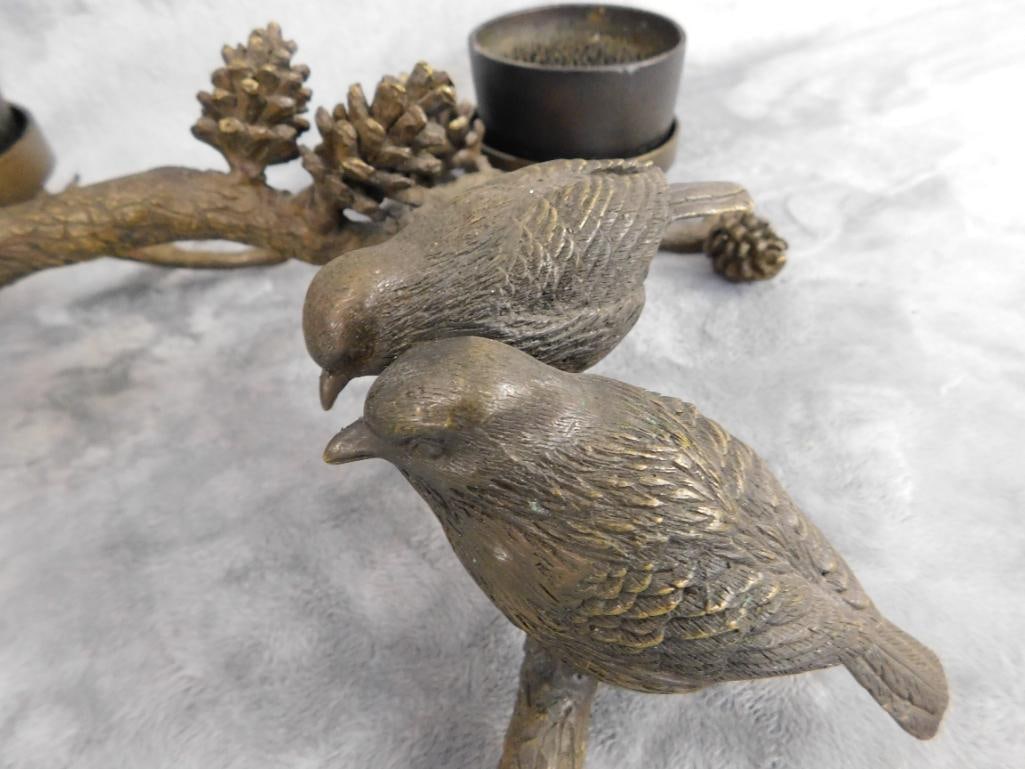 SPI Gallery - Chinese Bronze Candle Holder / Flower Frog Holder - 6.5" x 16" x 12" - 4