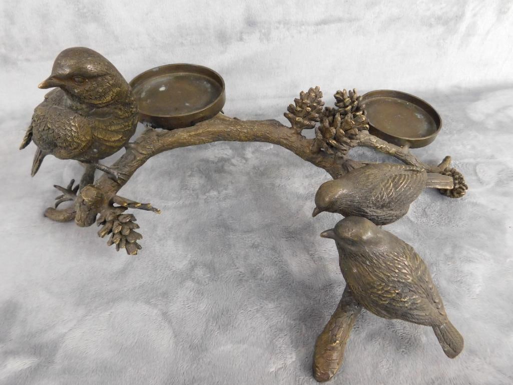 SPI Gallery - Chinese Bronze Candle Holder / Flower Frog Holder - 6.5" x 16" x 12" - 8
