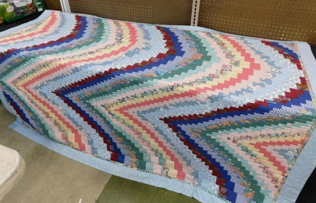 Machine Sewn Quilt - 64" x 84": See Photos For Description and Condition