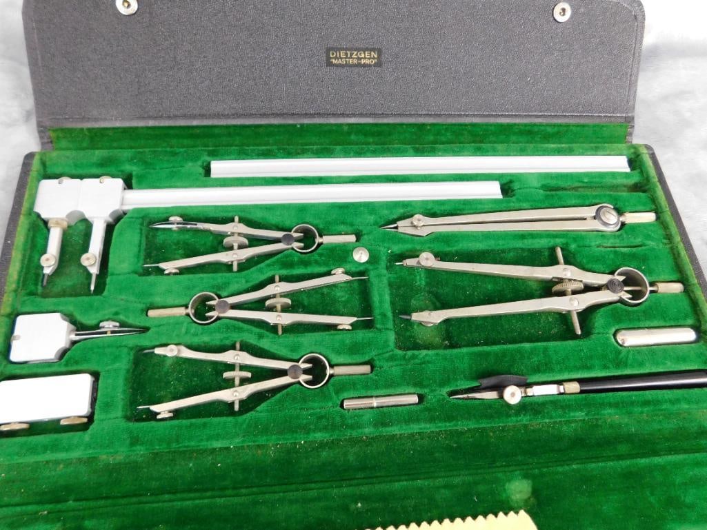 Vintage Dietzgen "Master Pro" Compass Set In Case - Missing 1 Item - 12