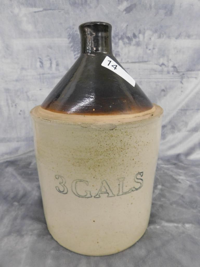 Vintage 3 Gallon Pottery Jug - 16" x 10" - 5