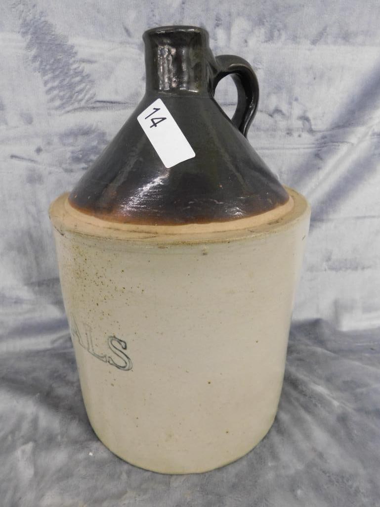 Vintage 3 Gallon Pottery Jug - 16" x 10" - 8