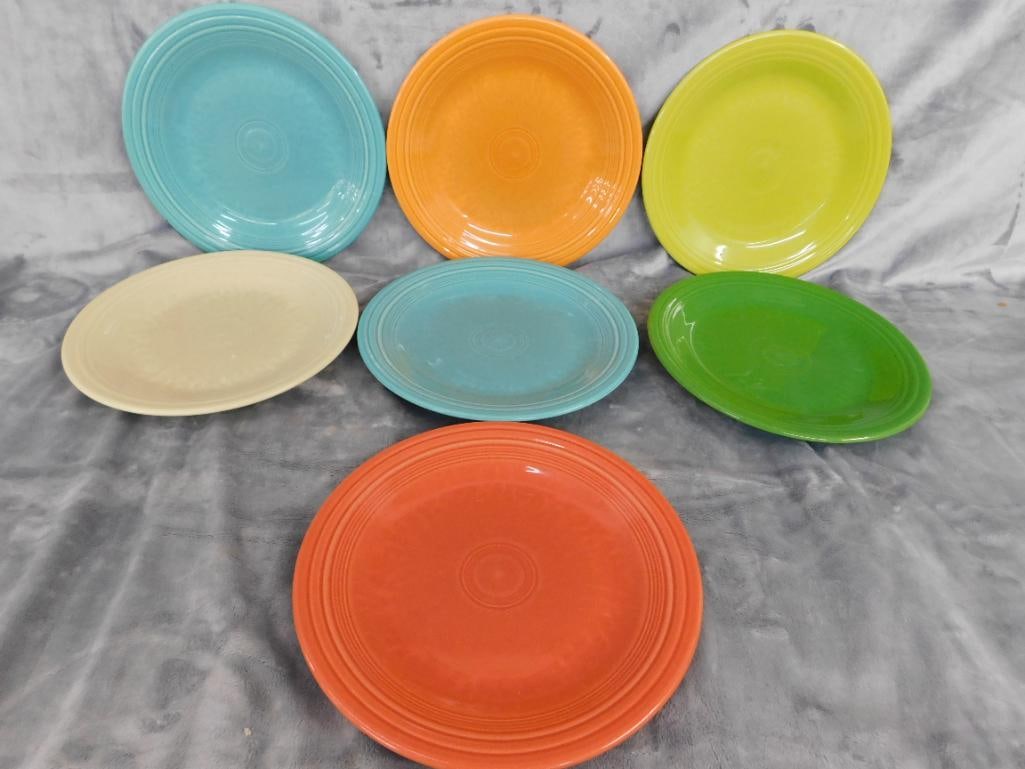 Fiesta Ware - 7-10.5" Dinner Plates - 10