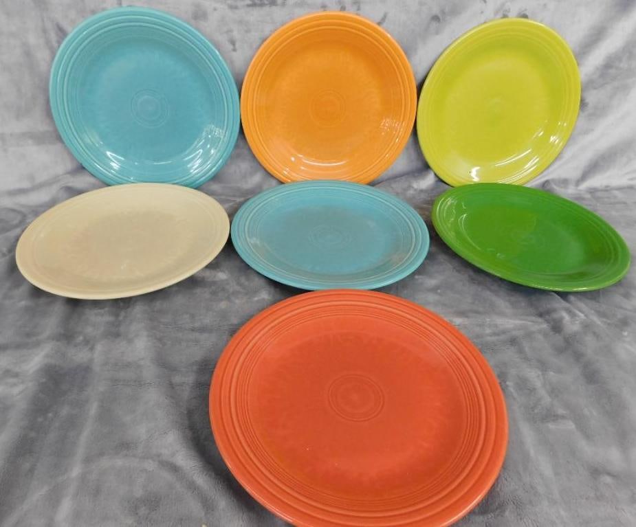 Fiesta Ware - 7-10.5" Dinner Plates: See Photos For Description and Condition
