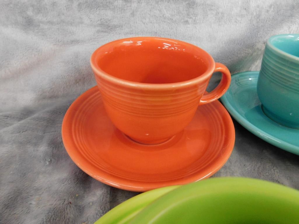 Fiesta Ware - 7 Cups and Saucers - 1 Extra Saucer - 2