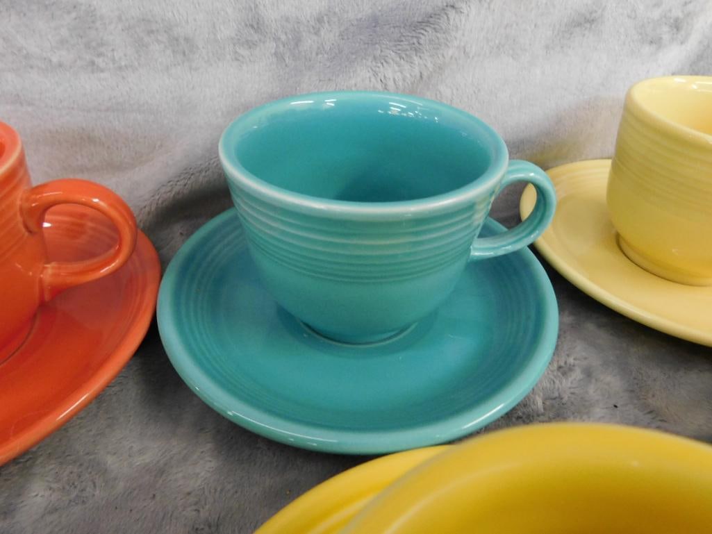 Fiesta Ware - 7 Cups and Saucers - 1 Extra Saucer - 3
