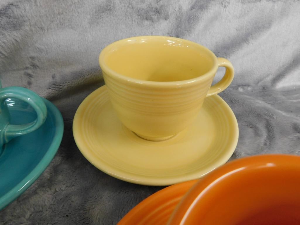 Fiesta Ware - 7 Cups and Saucers - 1 Extra Saucer - 4