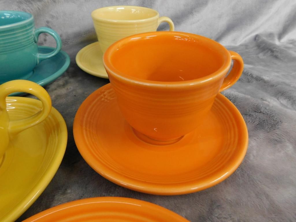 Fiesta Ware - 7 Cups and Saucers - 1 Extra Saucer - 5