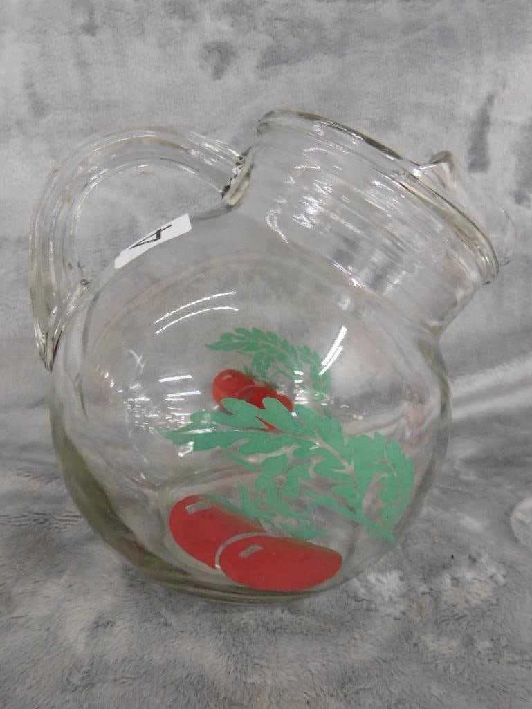 Vintage Glass Juice Pitcher - "Miss Cutie Pie" Mug - 2