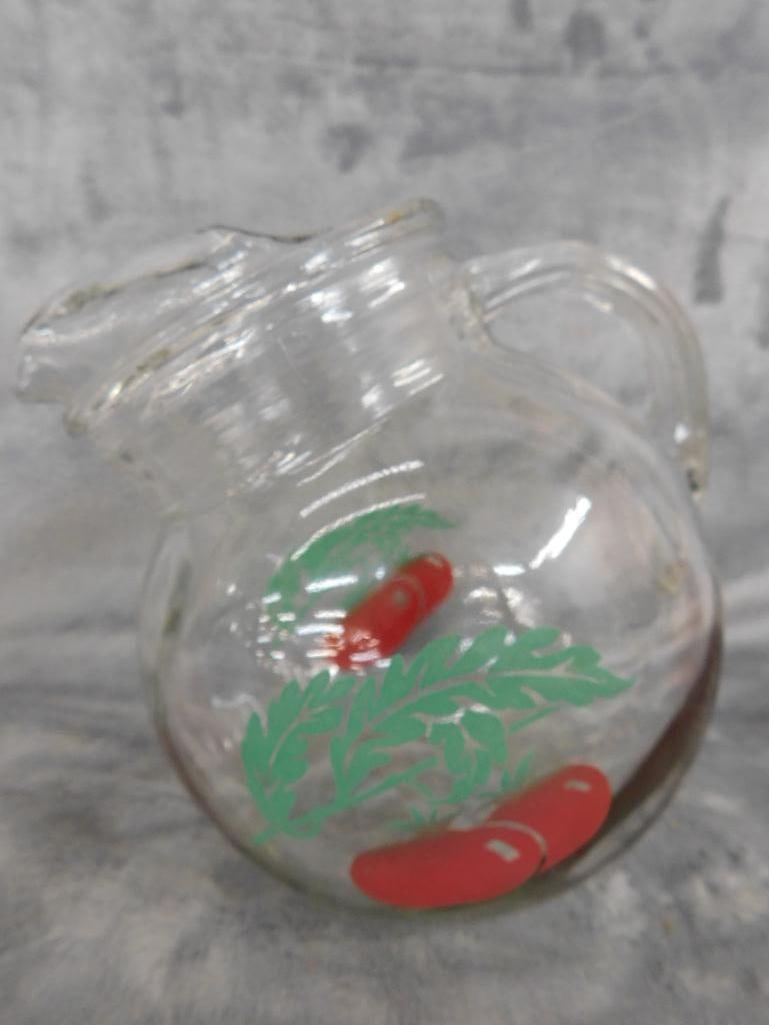 Vintage Glass Juice Pitcher - "Miss Cutie Pie" Mug - 4