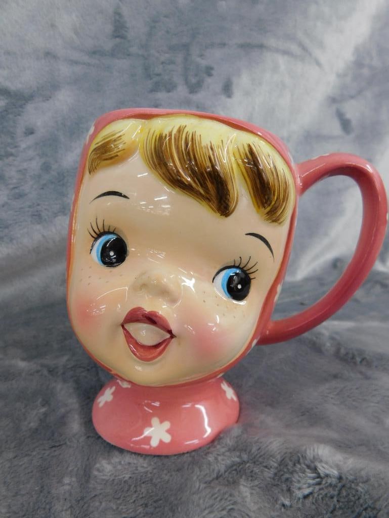 Vintage Glass Juice Pitcher - "Miss Cutie Pie" Mug - 6