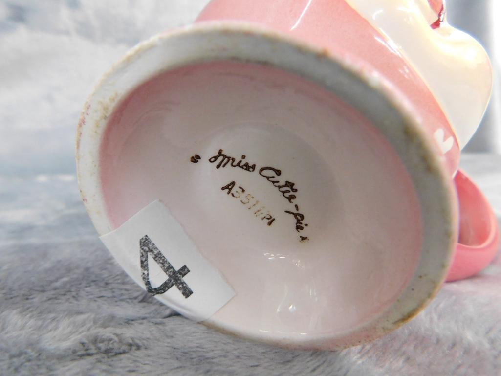 Vintage Glass Juice Pitcher - "Miss Cutie Pie" Mug - 8