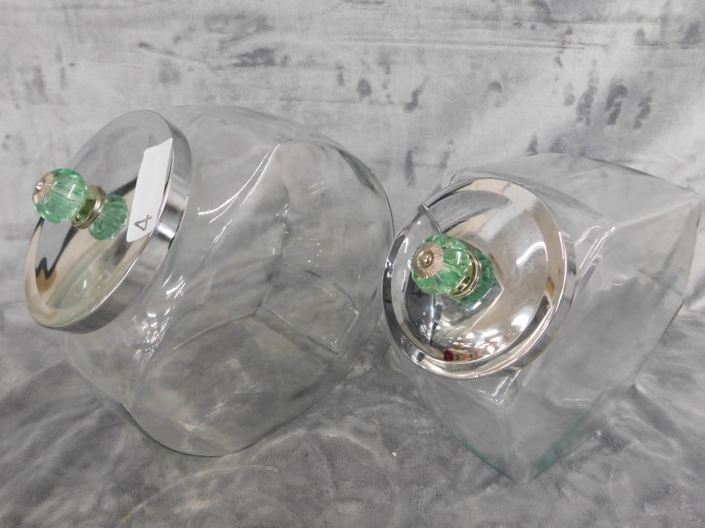 Pair of Modern Countertop Merchandiser Jars - 8.5" x 5" x 9.25" and 10" x 7.5" x 10" - 7