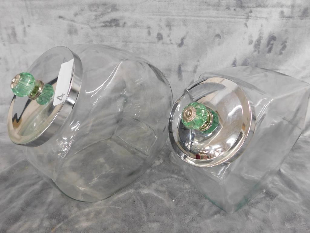 Pair of Modern Countertop Merchandiser Jars - 8.5" x 5" x 9.25" and 10" x 7.5" x 10" - 8